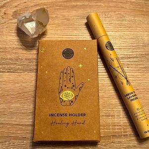 NIB Goddess Provisions Healing Eye Hand Incense Holder Green Tea Lavender